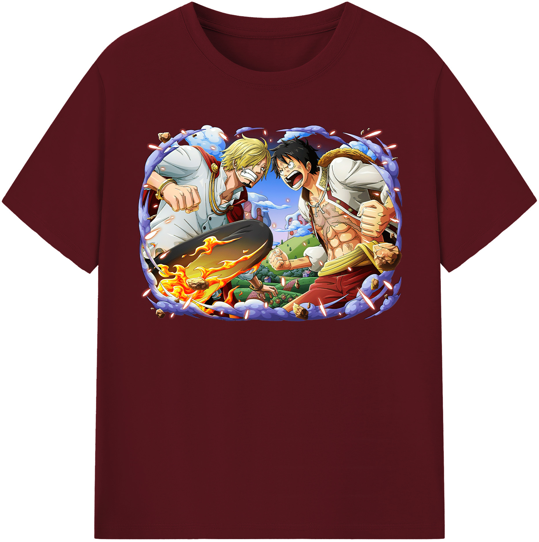 ワンピース モンキー・D・ルフィ ONE PIECE Monkey D. Luffy 綿100％半袖Tシャツ（フロントプリント）